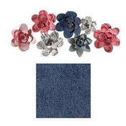 Fabric Roly Rosies - Denim - Lilly Grace Crafts