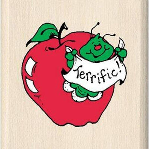 Inkadinkado Terrific Apple 20 Rubber Stamp - Lilly Grace Crafts