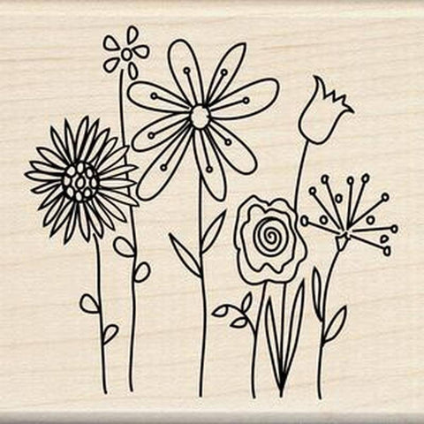 Inkadinkado Row Of Flowers Rubber Stamp - Lilly Grace Crafts