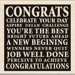 Inkadinkado Congratulations Celebrate Rubber Stamp - Lilly Grace Crafts