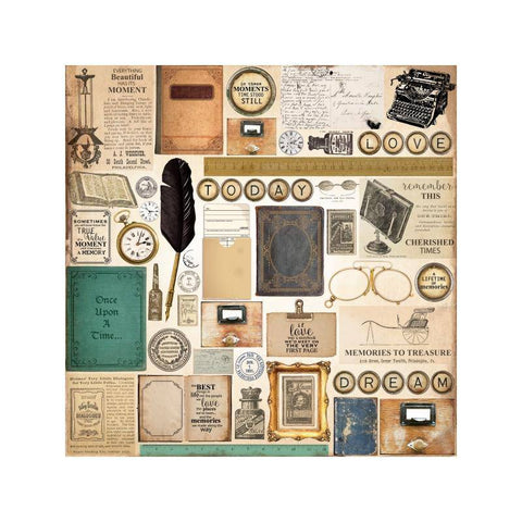 Kaisercraft Story Book 12x12 Gloss Trinkets Paper - Pack of 10 sheets - Lilly Grace Crafts