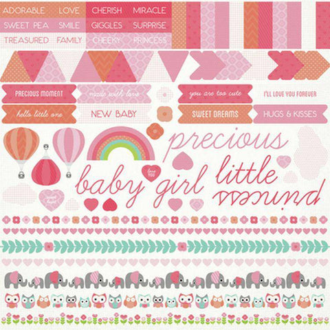 Kaisercraft Little One Girl Sticker Sheet - Lilly Grace Crafts