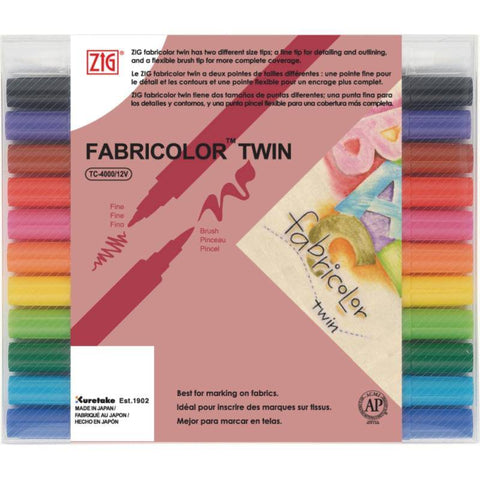 Kuretake Ltd Zig Fabricolor 12 Color Set - Lilly Grace Crafts