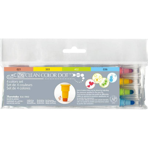 Kuretake Ltd Zig Clean Color Dot 4 Color Set - Lilly Grace Crafts