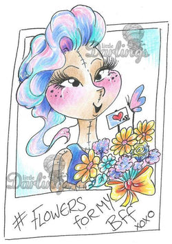 Little Darlings Lily Mac Clear Stamp - Flowers For My BFF - Lilly Grace Crafts