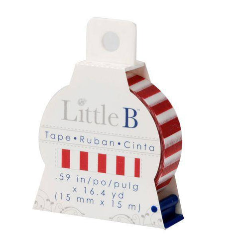 Little B Little B Red Side Stripes 15mm x 15m Tape - Lilly Grace Crafts