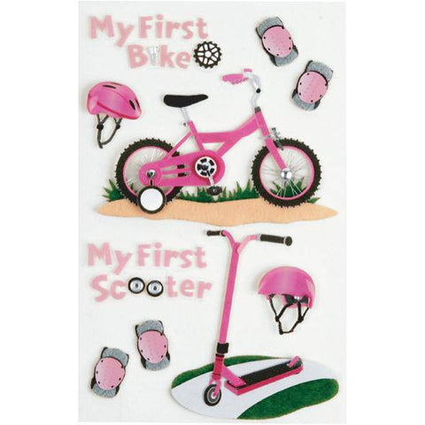 Little B Little B First Bicycle Girl Medium Stickers - Lilly Grace Crafts