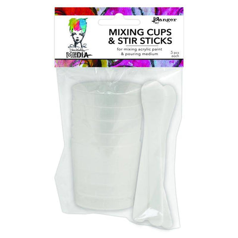 Ranger Industries Dina Wakley Mixing Cups and White Stir Sticks - Lilly Grace Crafts