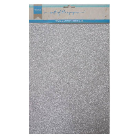 Marianne Design Soft Glitter paper - Silver - Lilly Grace Crafts