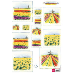 Marianne Design Bulb Fields Windmills Decoupage Sheets - Sold in Packs of 10 - Lilly Grace Crafts