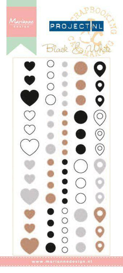 Marianne Design Faux Enamel Stickers - Black and White - Lilly Grace Crafts