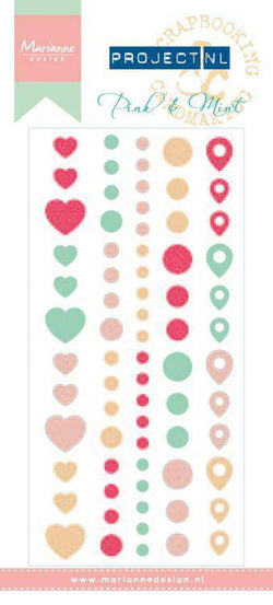 Marianne Design Faux Enamel Stickers - Pink and Mint - Lilly Grace Crafts