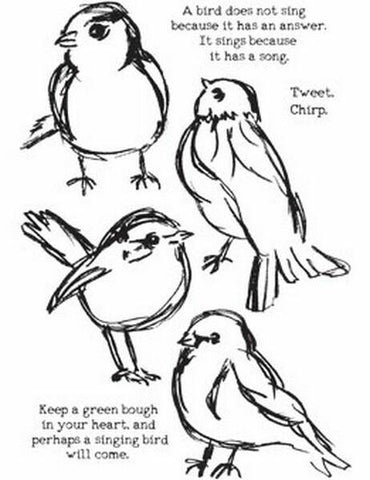 Ranger Industries Scribbly Birds Cling Rubber Stamps - Lilly Grace Crafts