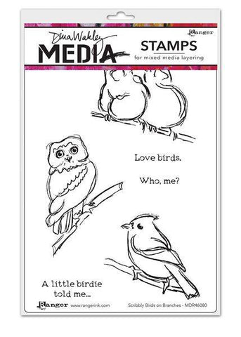 Ranger Industries Scribbly Birds on Branches Cling Rubber Stamp - Lilly Grace Crafts