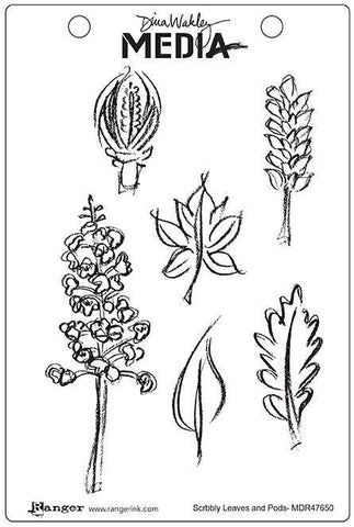 Ranger Industries Cling Rubber Stamps Scribbly Leaves and Pods - Lilly Grace Crafts