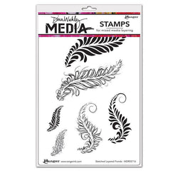 Ranger Industries Cling Rubber Stamp Sketched Layered Fronds - Lilly Grace Crafts