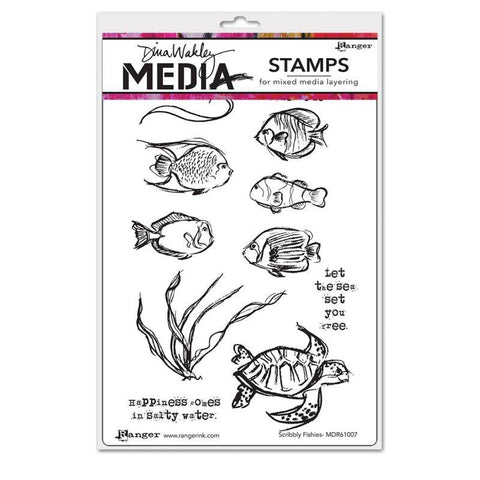 Ranger Industries Scribbly Fishies Media Cling Stamp - Lilly Grace Crafts