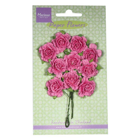 Marianne Design Carnations - Bright Pink Paper Flowers - Lilly Grace Crafts