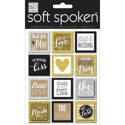 Me And My Big Ideas Soft Spoken Embellishments Squares Gold Love - Lilly Grace Crafts