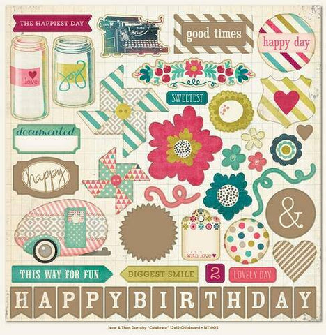 Now and Then - Celebrate 12x12 Chipboard Sold in Singles - Lilly Grace Crafts