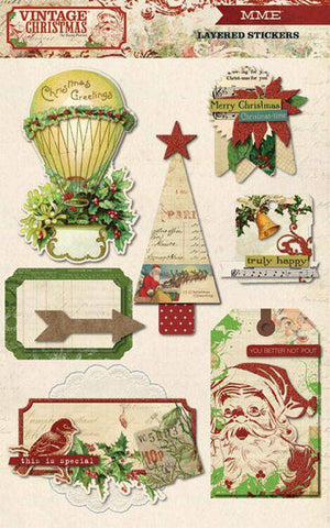 Vintage Christmas - Layered Stickers - Lilly Grace Crafts