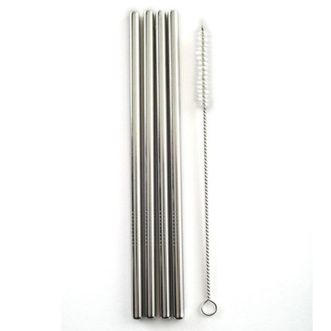 Norpro 4 Stainless Steel Straws 8.5inch With 2 Cleaning Brushes - Lilly Grace Crafts