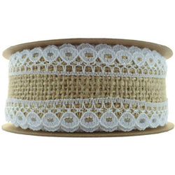 OAKTREE Lace Edge Hessian Natural/White - Lilly Grace Crafts