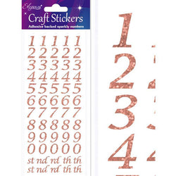 OAKTREE Craft Stickers - Stylised Number Set - Rose Gold - Lilly Grace Crafts