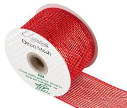 OAKTREE Eleganza Deco Mesh Metallic 63mm x 10m Red No.16 - Lilly Grace Crafts