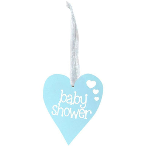 OAKTREE Pastel Blue Baby Shower - Wooden Heart - Lilly Grace Crafts