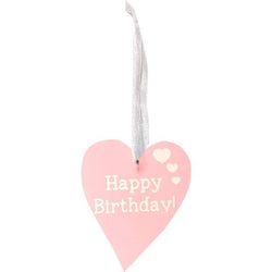 OAKTREE Pastel Pink Happy Birthday - Wooden Heart - Lilly Grace Crafts