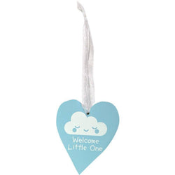 OAKTREE Pastel Blue Welcome Little One - Wooden Heart - Lilly Grace Crafts