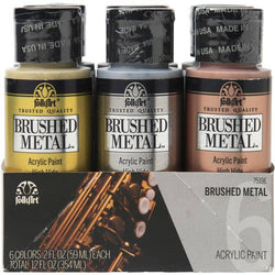 Plaid Enterprises, Inc Fa Brushed Metal Paint Set (6 Colors) - Lilly Grace Crafts