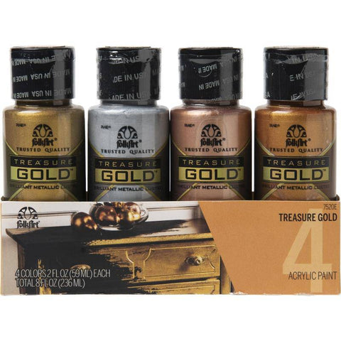 Plaid Enterprises, Inc Fa Treasure Gold Paint Set (4 Colors) - Lilly Grace Crafts