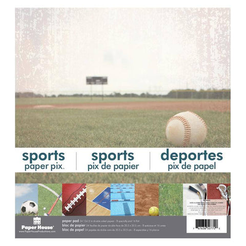 Paper House Productions Sports Paper Pad 12x12 inch - Lilly Grace Crafts