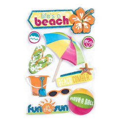 Paper House Productions Sticker - 3D - Lifes A Beach - Lilly Grace Crafts