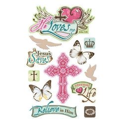 Paper House Productions Sticker - 3D - He Loves Me - Lilly Grace Crafts