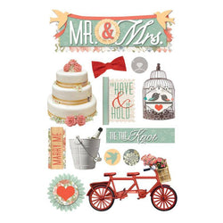 Paper House Productions Sticker - 3D - Mr. and Mrs. - Lilly Grace Crafts