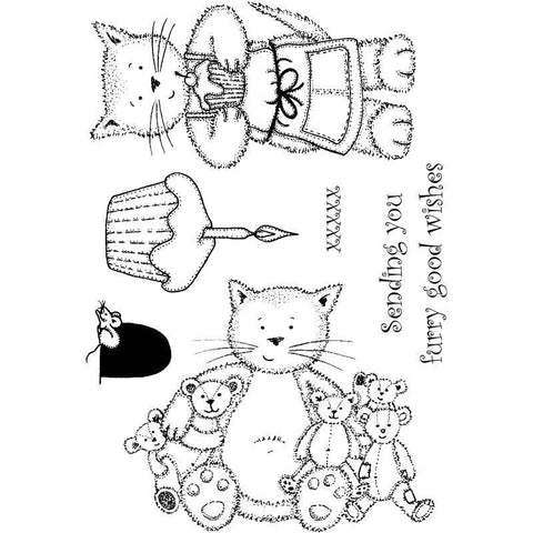 Clear Stamps LM Everyday Cat Furry Wishes Clear Stamps - Lilly Grace Crafts