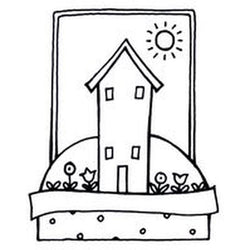 Rubber Stamps CS Window Shelf House Rubber Stamp - Lilly Grace Crafts