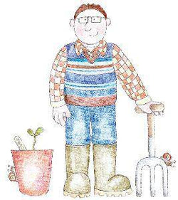 Personal Impressions BH Gardening Man (Inca I) Wood Mounted Stamp - Lilly Grace Crafts