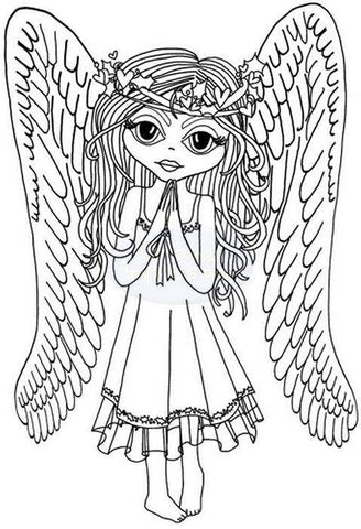 Polkadoodles Clear Stamp - Angel Pray A6 - Lilly Grace Crafts
