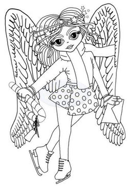 Polkadoodles Clear Stamp - Angel Skater A6 - Lilly Grace Crafts