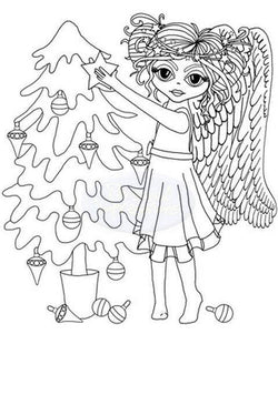 Polkadoodles Clear Stamp - Angel Tree A6 - Lilly Grace Crafts