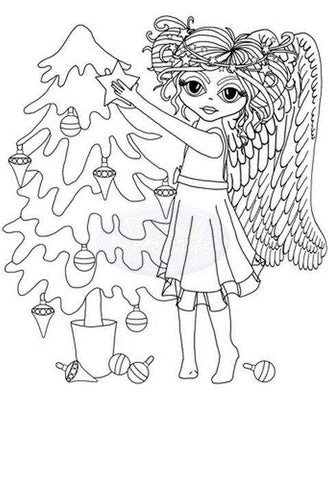 Polkadoodles Clear Stamp - Angel Tree A6 - Lilly Grace Crafts
