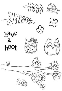 Polkadoodles Clear Stamp - Shabby Owl Blossom A6 - Lilly Grace Crafts