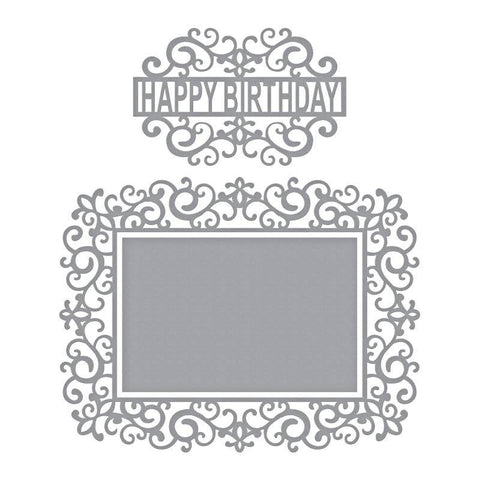 Spellbinder Paper Arts Swirl happy birthday frame - Lilly Grace Crafts