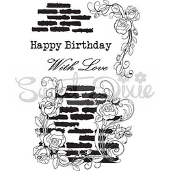 Sweet Dixie Wall Flowers Happy Birthday Clear Stamp - Lilly Grace Crafts