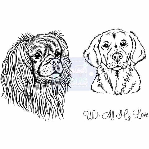 Sweet Dixie Cavalier King Charles Spaniel and Golden Retriever - Clear Stamps - Lilly Grace Crafts