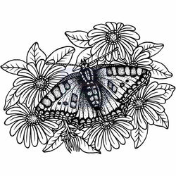 Sweet Dixie Tortoiseshell Butterfly on Michaelmas Daisies - Clear Stamps - Lilly Grace Crafts